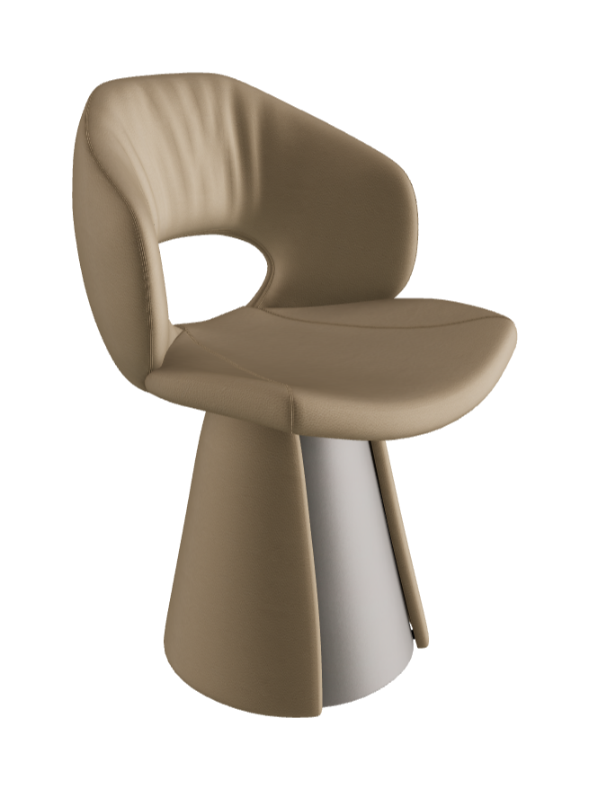 Dafne Dining Armchair_Titanium Embossed_Soft Leather_Tortora