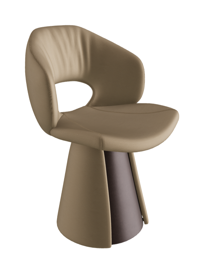 Dafne Dining Armchair_Bronze Embossed_Soft Leather_Tortora