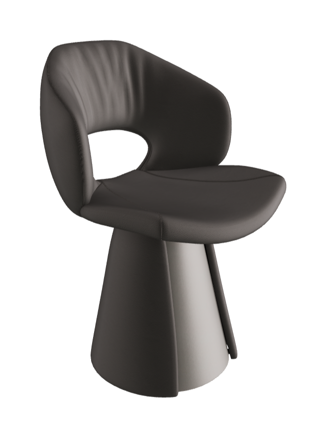Dafne Dining Armchair_Titanium Embossed_Soft Leather_Smoke