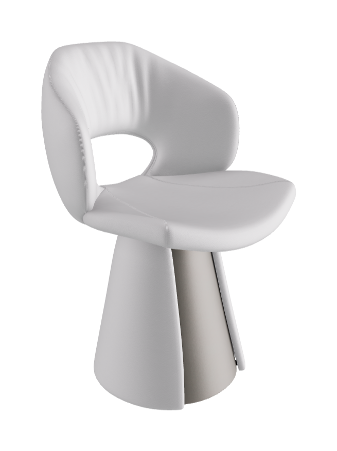 Dafne Dining Armchair_Titanium Embossed_Soft Leather_Bianco