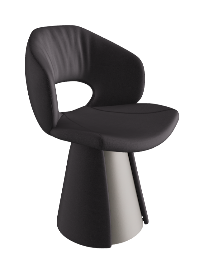 Dafne Dining Armchair_Titanium Embossed_Soft Leather_Piombo