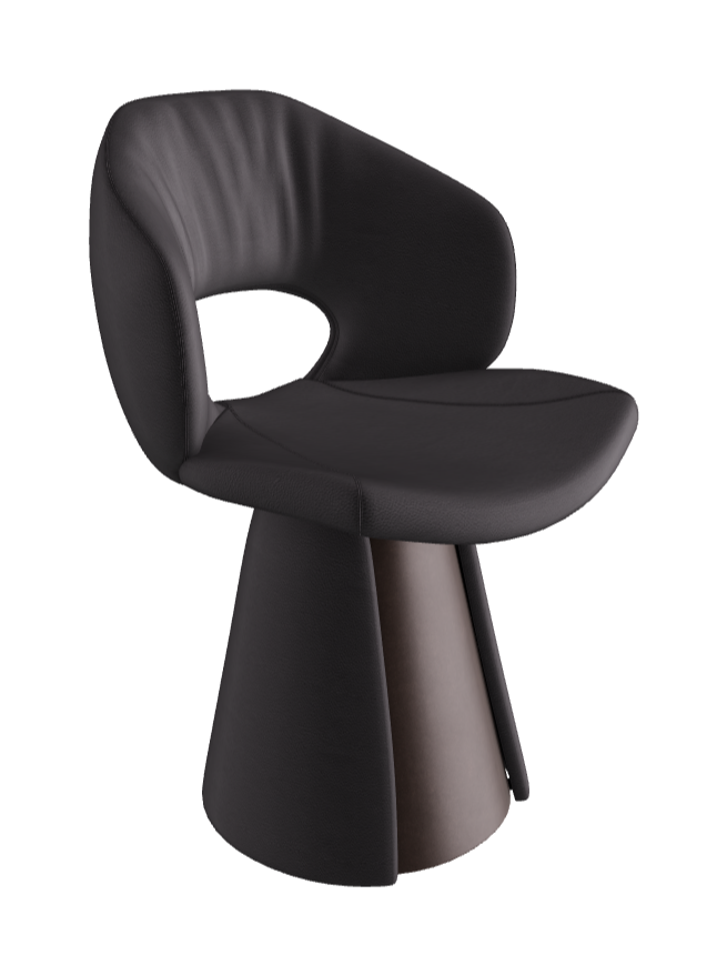 Dafne Dining Armchair_Bronze Embossed_Soft Leather_Piombo
