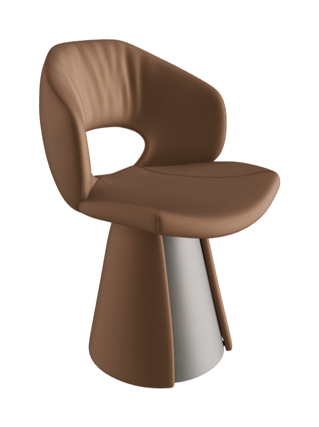 Dafne Dining Armchair_Titanium Embossed_Soft Leather_Biscotto