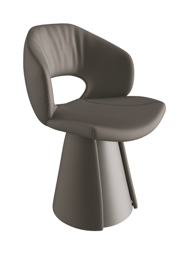 Dafne Dining Armchair_Titanium Embossed_Soft Leather_Argilla
