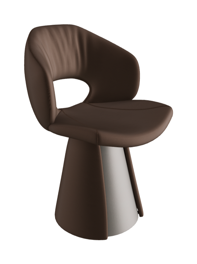 Dafne Dining Armchair_Titanium Embossed_Soft Leather_Tabacco