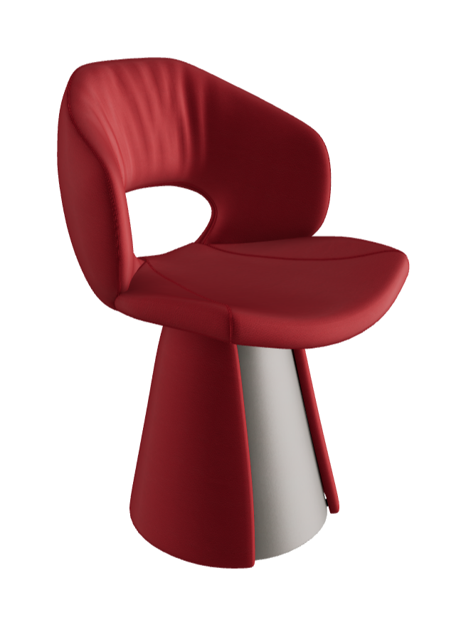 Dafne Dining Armchair_Titanium Embossed_Soft Leather_Rosso Corsa