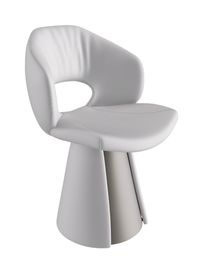 Dafne Dining Armchair_Titanium Embossed_Synthetic Leather_Bianco