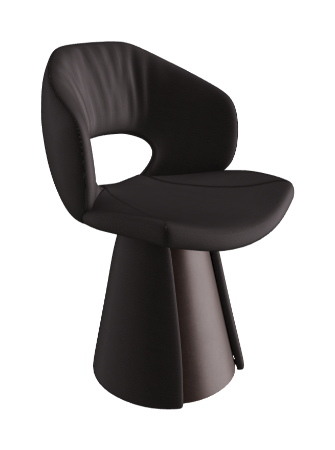 Dafne Dining Armchair_Bronze Embossed_Synthetic Leather_Moka