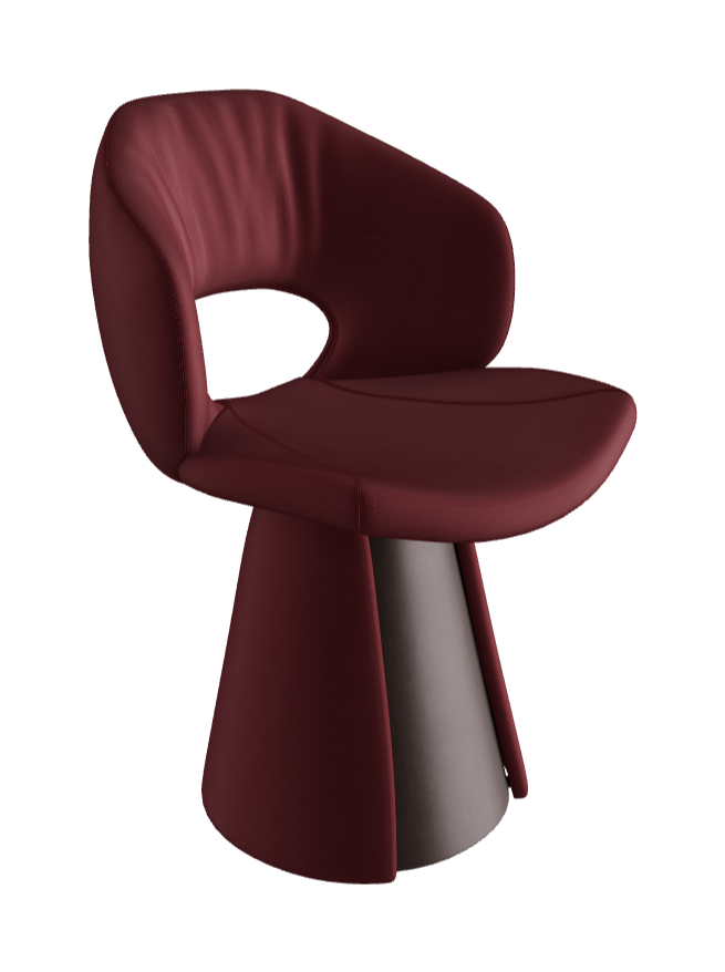 Dafne Dining Armchair_Bronze Embossed_Synthetic Leather_Bordeaux