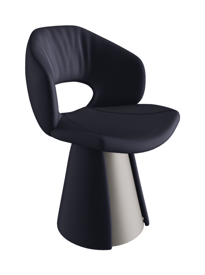 Dafne Dining Armchair_Titanium Embossed_Synthetic Leather_Navy