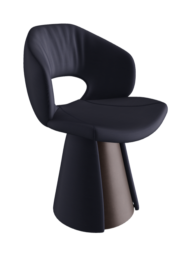 Dafne Dining Armchair_Bronze Embossed_Synthetic Leather_Navy