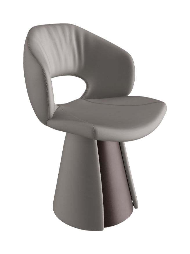 Dafne Dining Armchair_Bronze Embossed_Synthetic Leather_Cemento