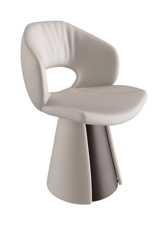 Dafne Dining Armchair_Bronze Embossed_Synthetic Leather_Oyster