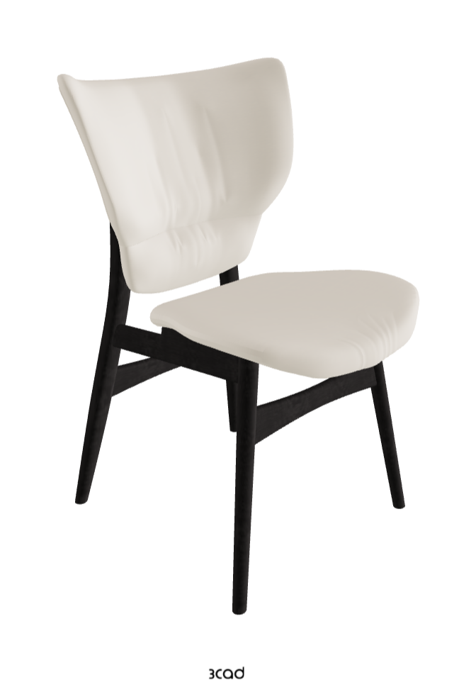 Dumbo Dining Chair_Open Pore Matt Black Ashwood_Glove Soft Leather_Ecru