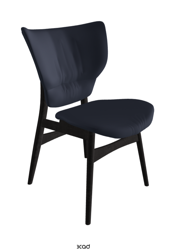 Dumbo Dining Chair_Open Pore Matt Black Ashwood_Soft Leather_Navy