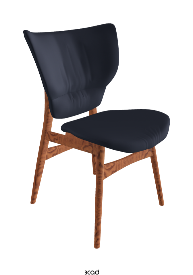 Dumbo Dining Chair_Canaletto Walnut Stained Ashwood_Soft Leather_Navy