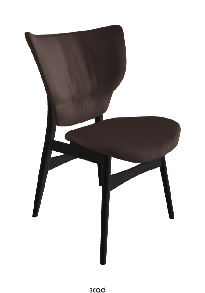 Dumbo Dining Chair_Open Pore Matt Black Ashwood_Soft Leather_Marrone