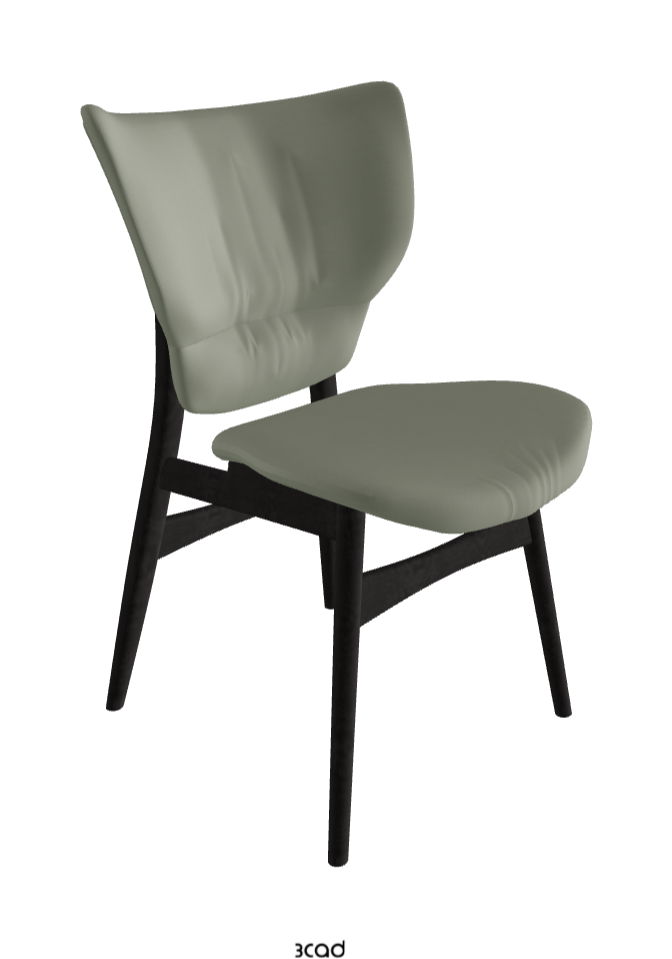 Dumbo Dining Chair_Open Pore Matt Black Ashwood_Soft Leather_Cenere
