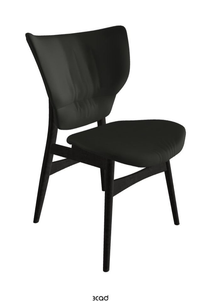 Dumbo Dining Chair_Open Pore Matt Black Ashwood_Soft Leather_Smoke