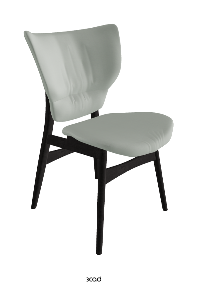Dumbo Dining Chair_Open Pore Matt Black Ashwood_Soft Leather_Ice