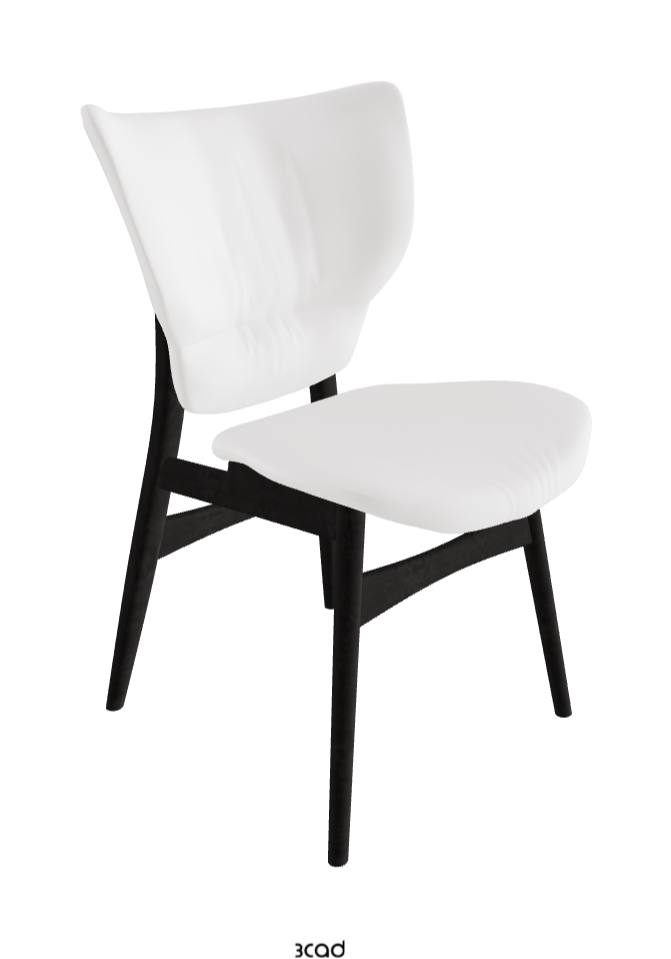 Dumbo Dining Chair_Open Pore Matt Black Ashwood_Synthetic Leather_Bianco