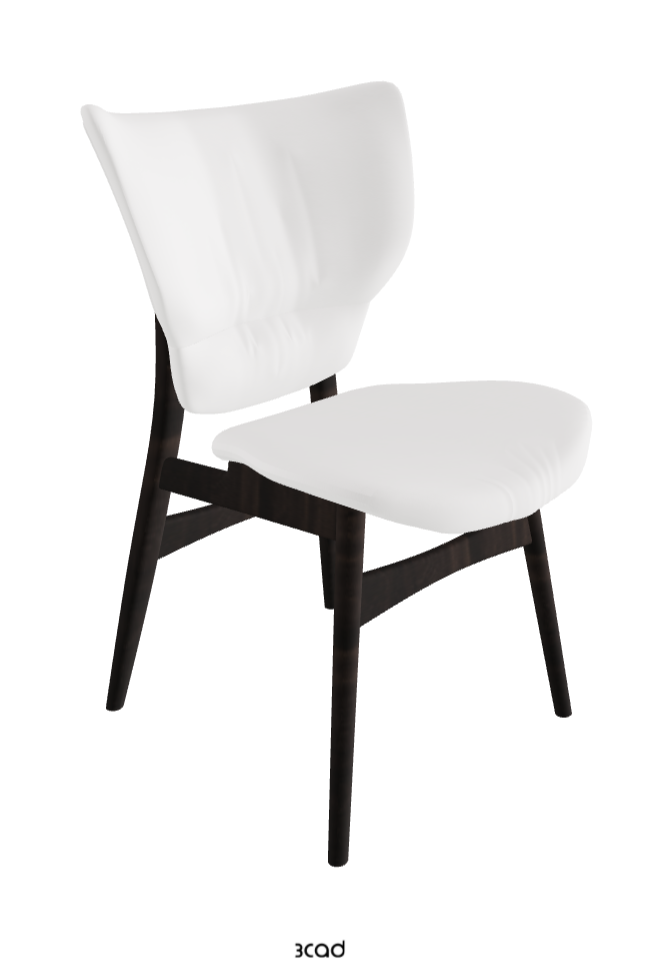 Dumbo Dining Chair_Burned Oak Stained Ashwood_Synthetic Leather_Bianco