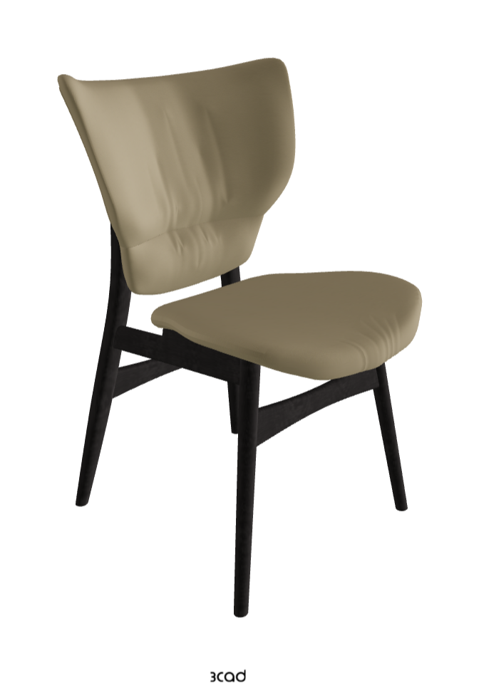 Dumbo Dining Chair_Open Pore Matt Black Ashwood_Synthetic Leather_Tortora
