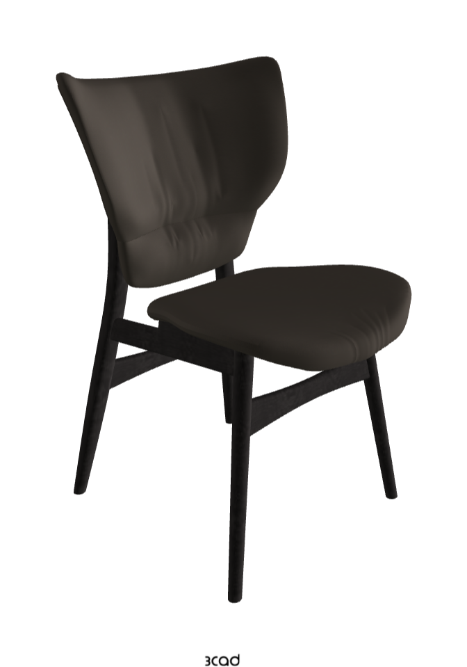 Dumbo Dining Chair_Open Pore Matt Black Ashwood_Synthetic Leather_Fossil