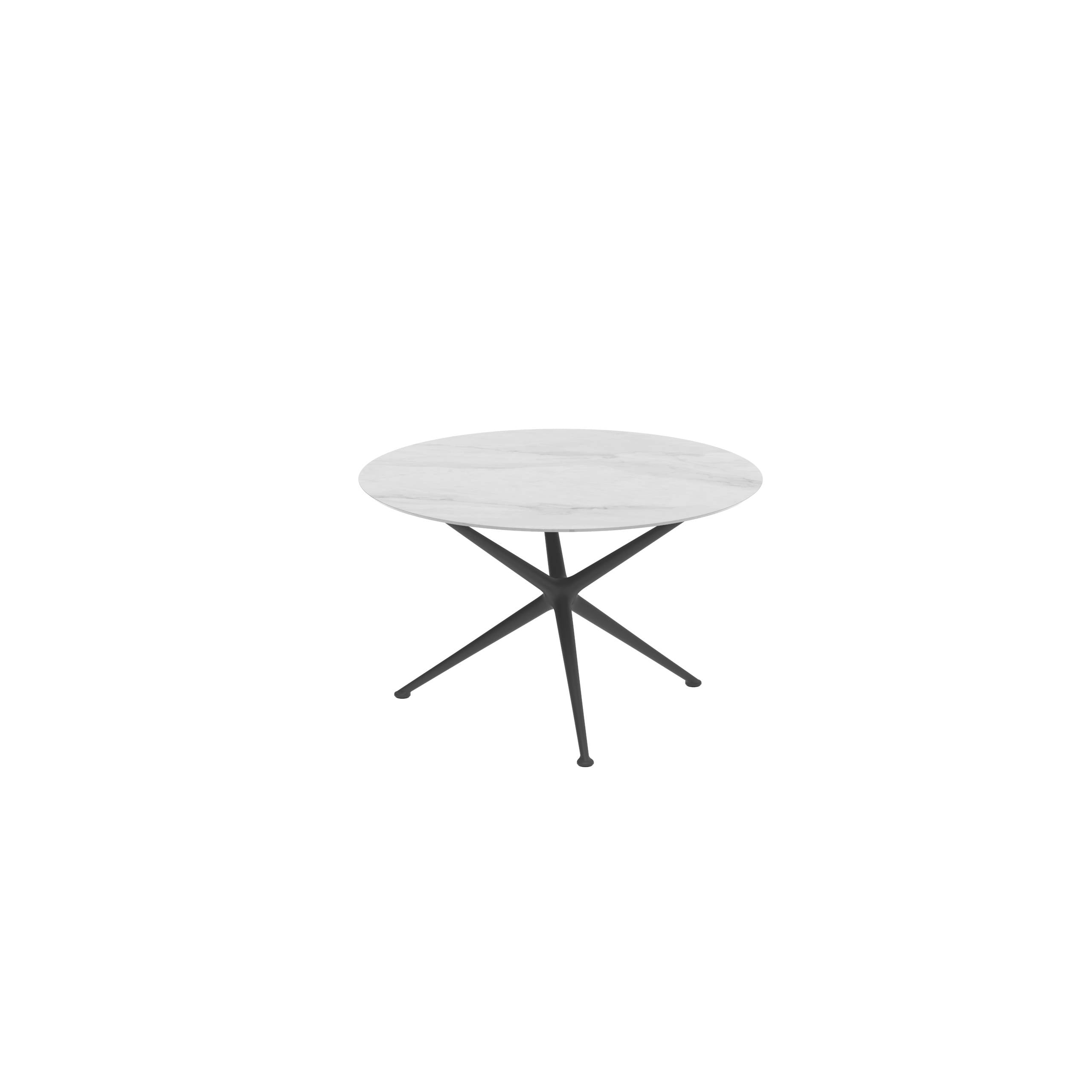 Exes Table Round Ø120 Cm Alu Legs Anthracite - Table Top Ceramic Bianco Statuario