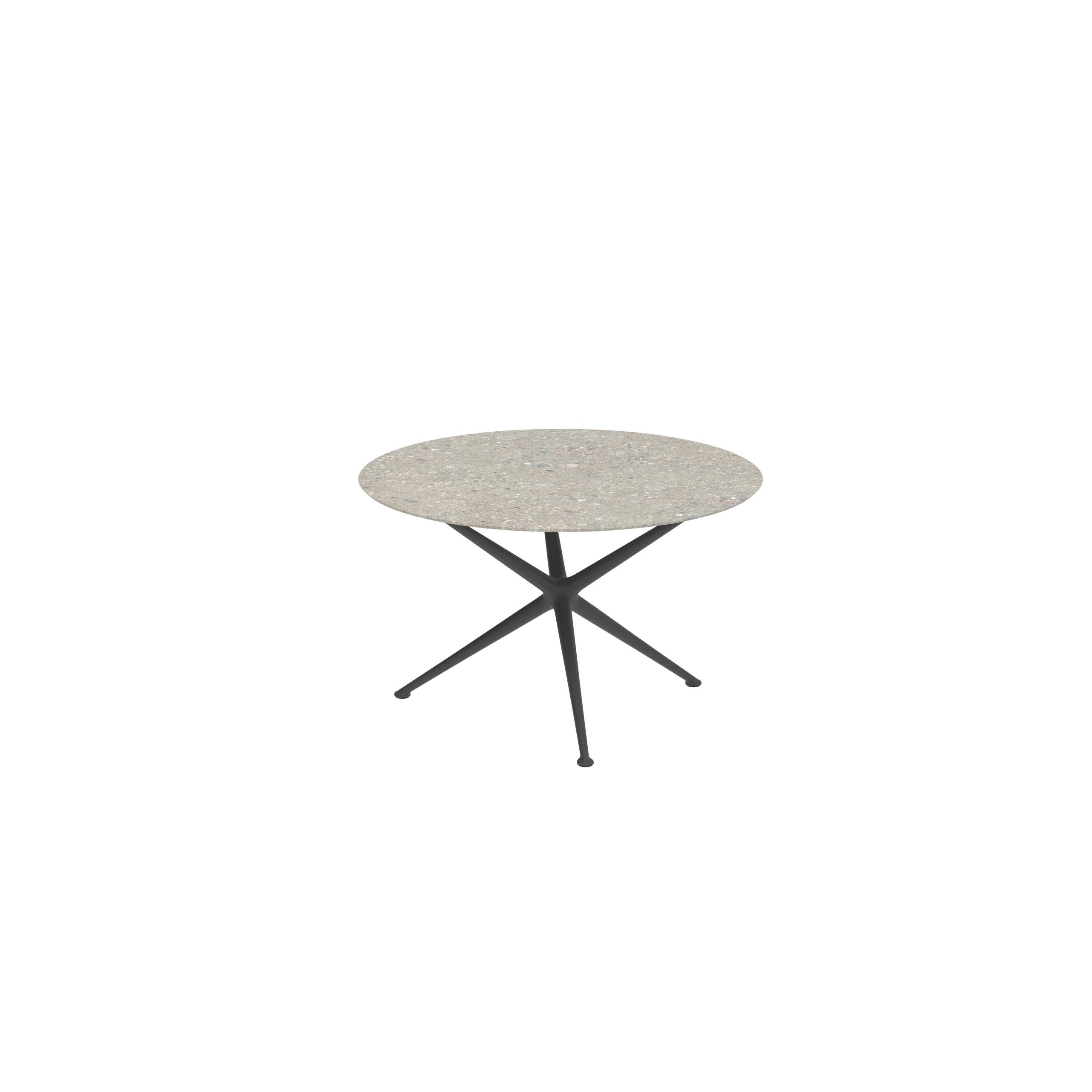 Exes Table Round Ø120 Cm Alu Legs Anthracite - Table Top Ceramic Ceppo Dolomitica