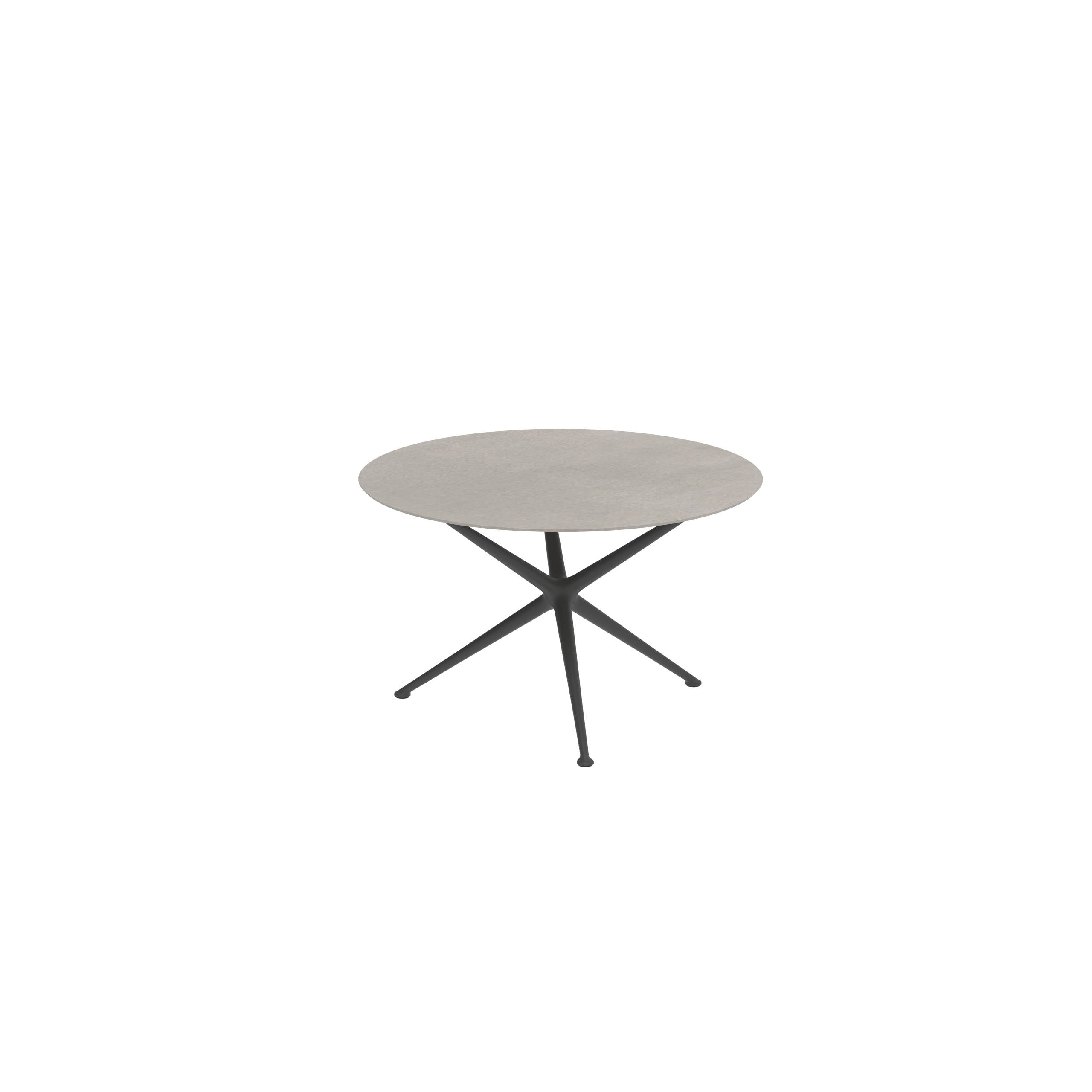 Exes Table Round Ø120 Cm Alu Legs Anthracite - Table Top Ceramic Cemento Luminoso