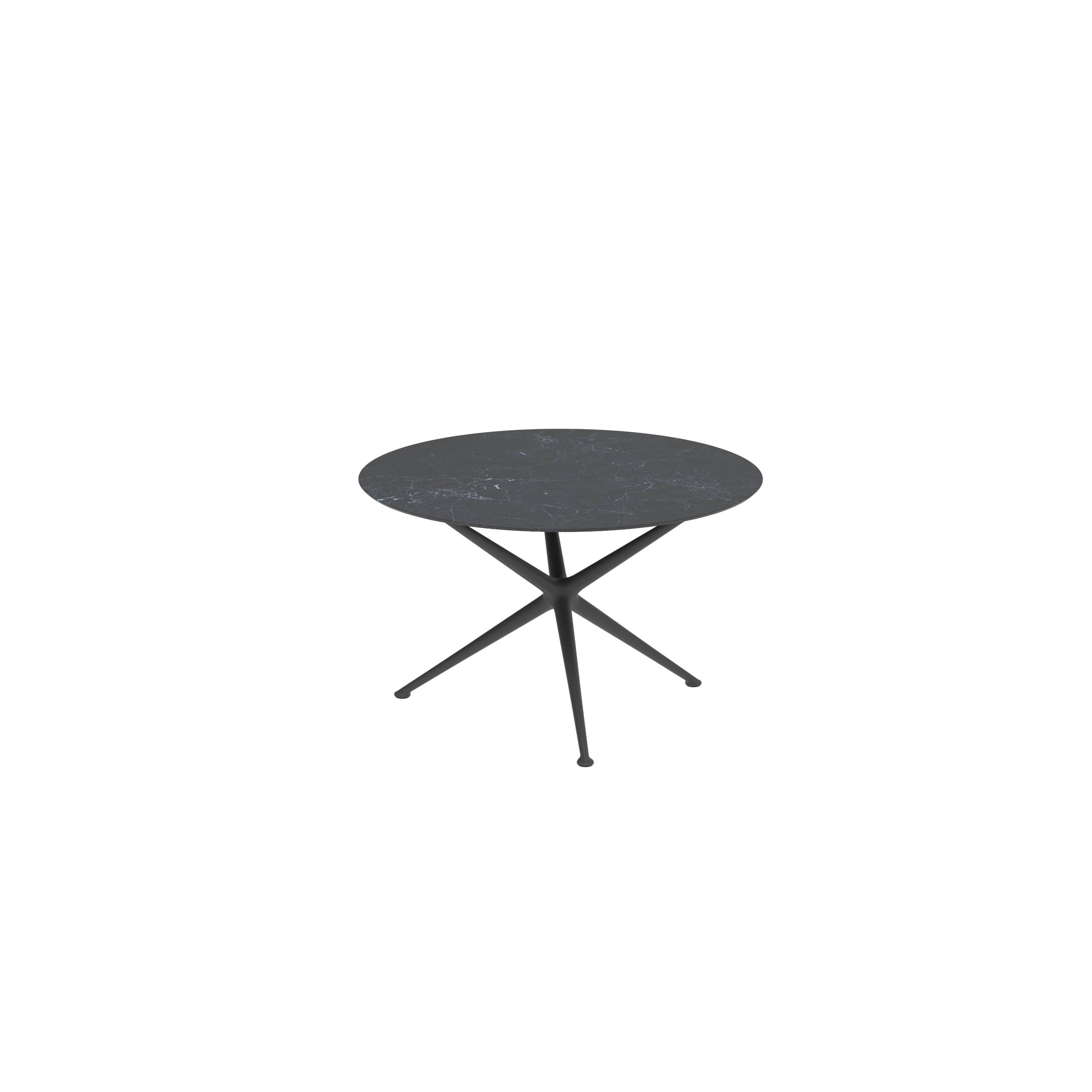 Exes Table Round Ø120 Cm Alu Legs Anthracite - Table Top Ceramic Nero Marquina