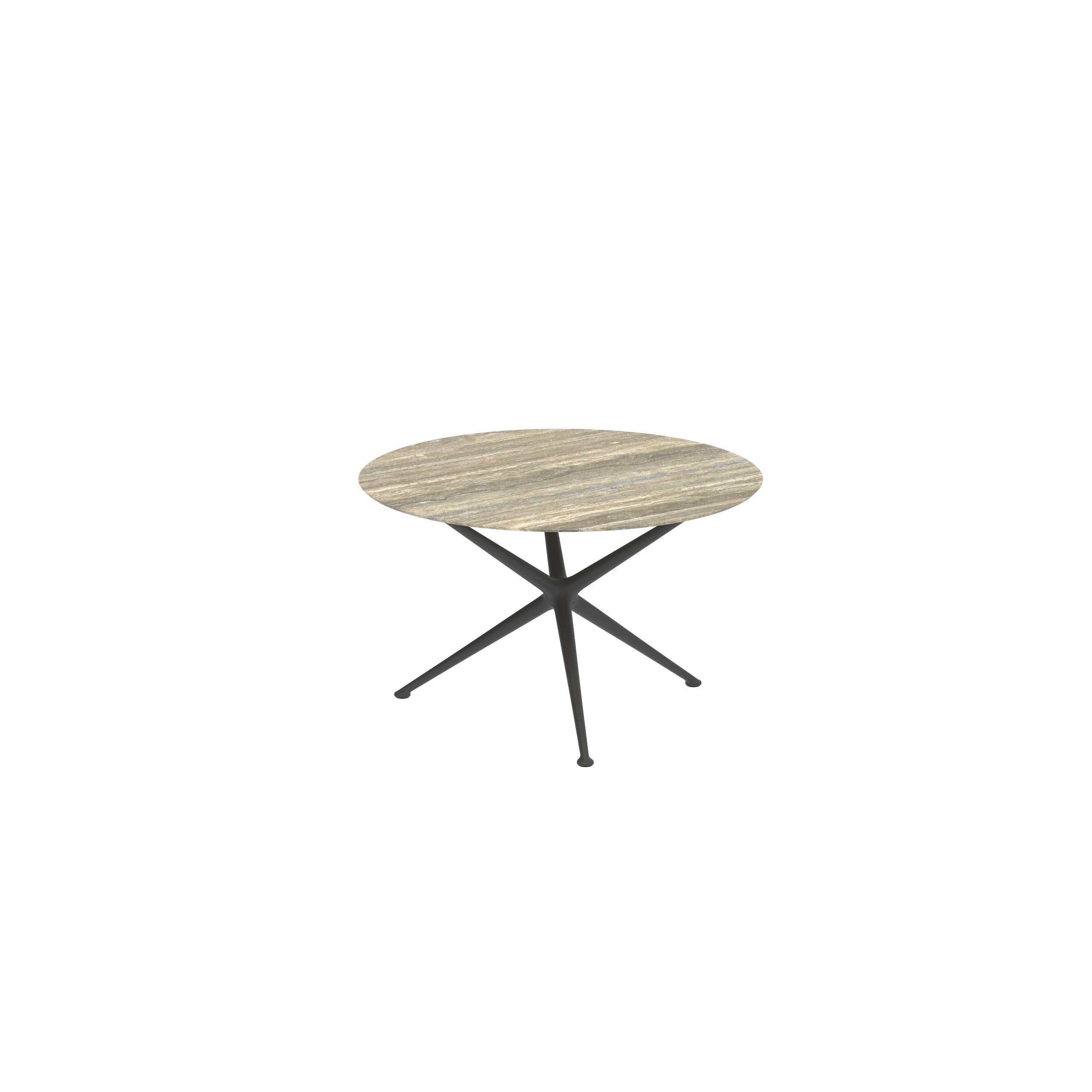 Exes Table Round Ø120 Cm Alu Legs Anthracite - Table Top Ceramic Travertino