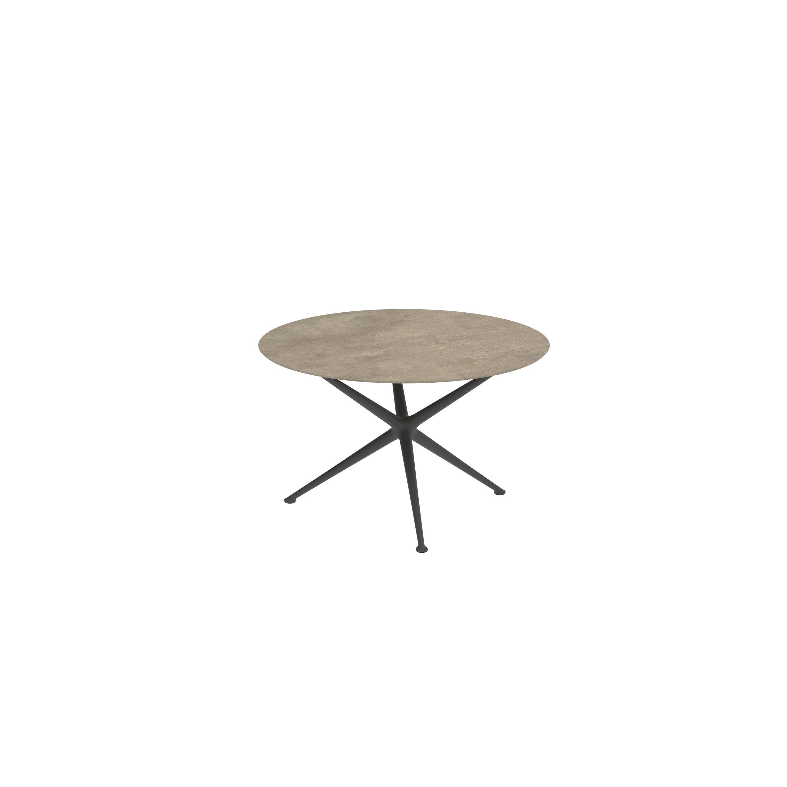 Exes Table Round Ø120 Cm Alu Legs Anthracite - Table Top Ceramic Terra Sabbia