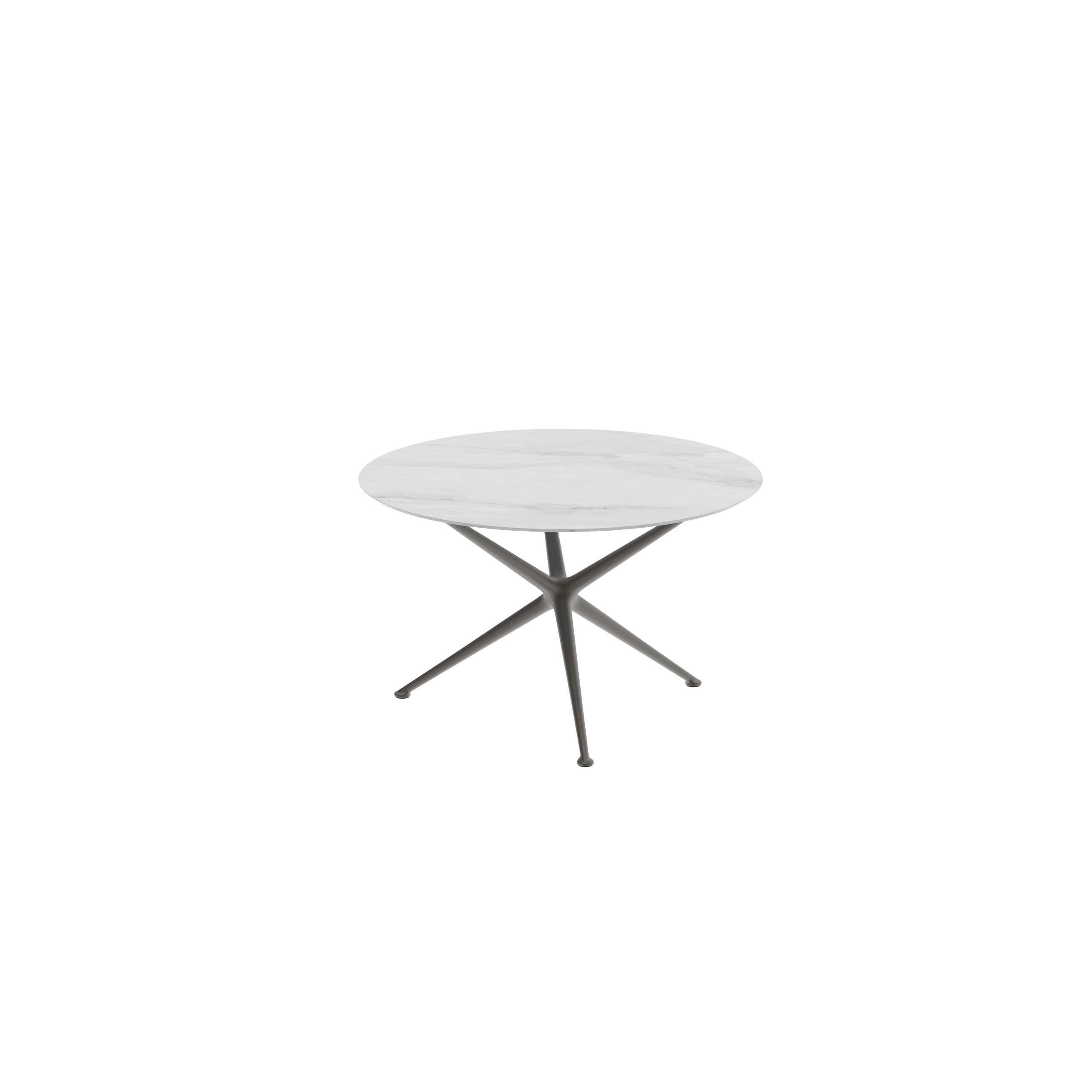 Exes Table Round Ø120 Cm Alu Legs Bronze - Table Top Ceramic Bianco Statuario