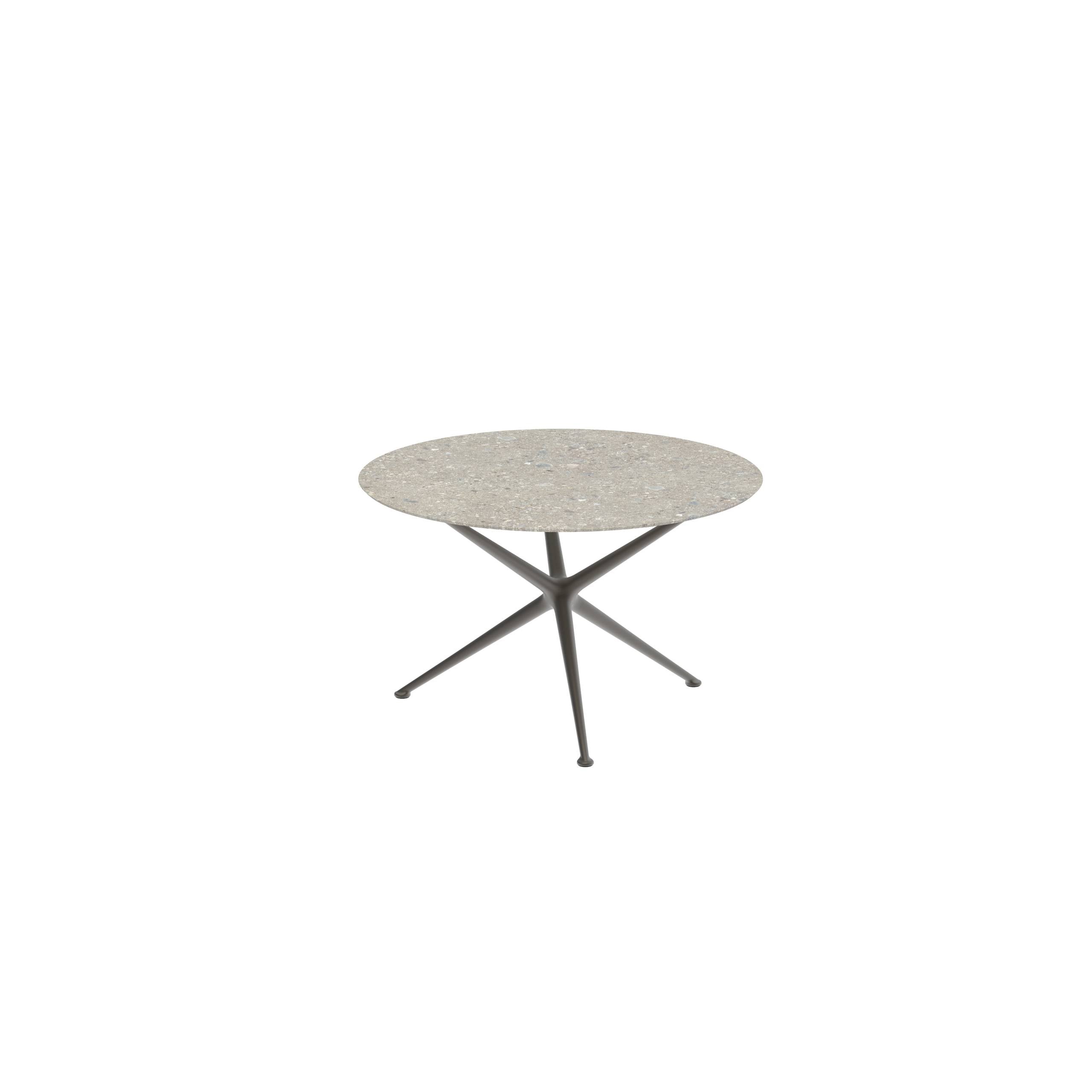 Exes Table Round Ø120 Cm Alu Legs Bronze - Table Top Ceramic Ceppo Dolomitica