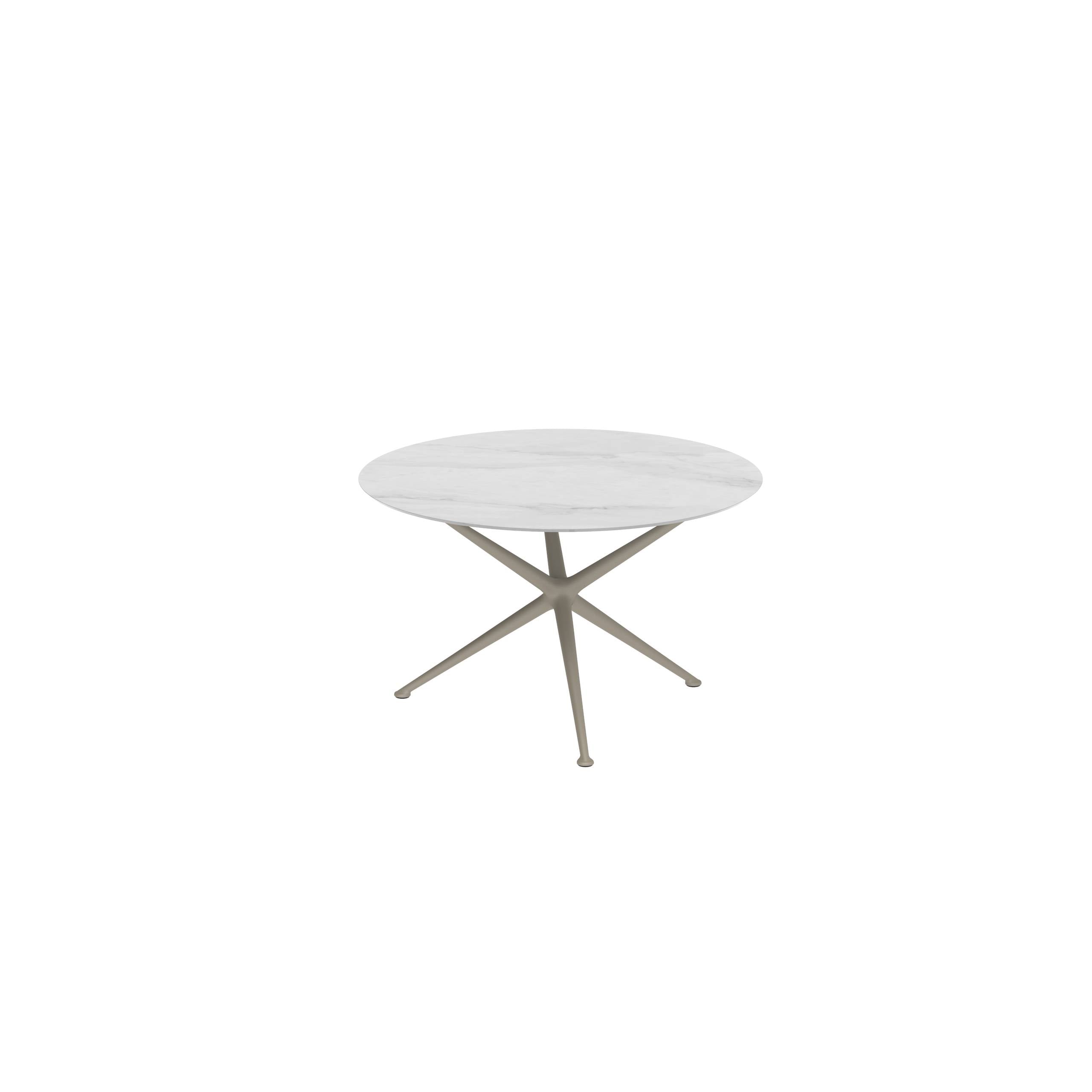 Exes Table Round Ø120 Cm Alu Legs Sand - Table Top Ceramic Bianco Statuario