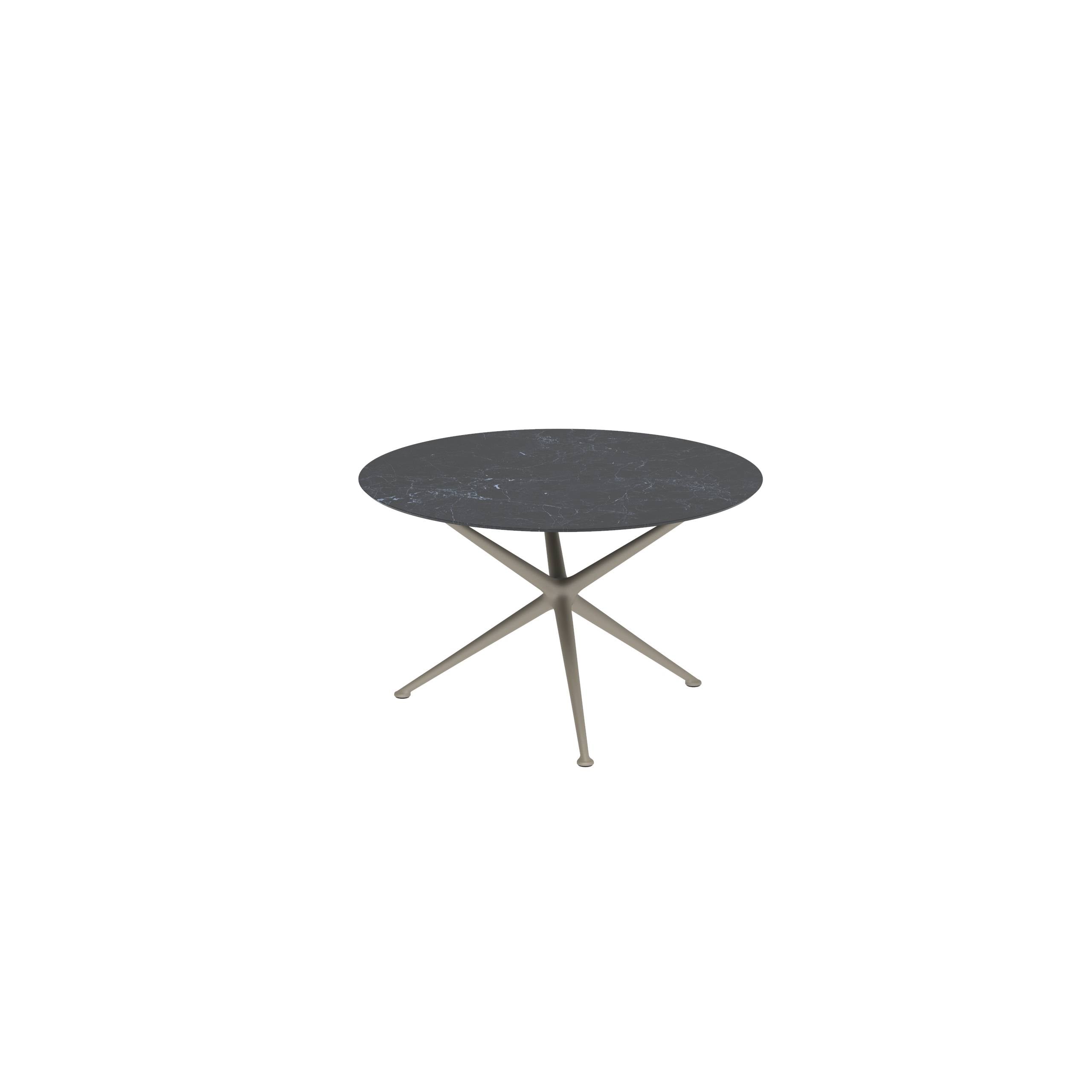 Exes Table Round Ø120 Cm Alu Legs Sand - Table Top Ceramic Nero Marquina