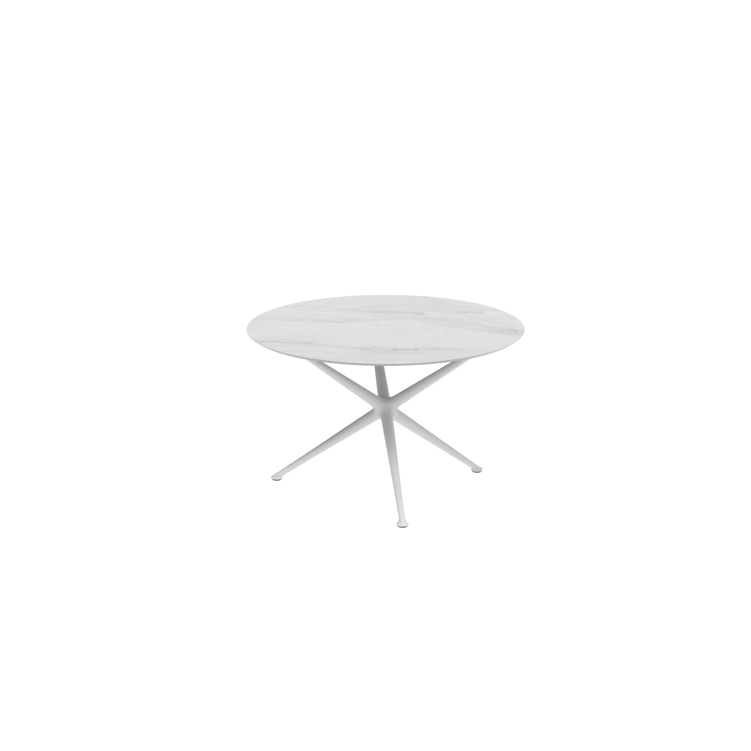 Exes Table Round Ø120 Cm Alu Legs White - Table Top Ceramic Bianco Statuario