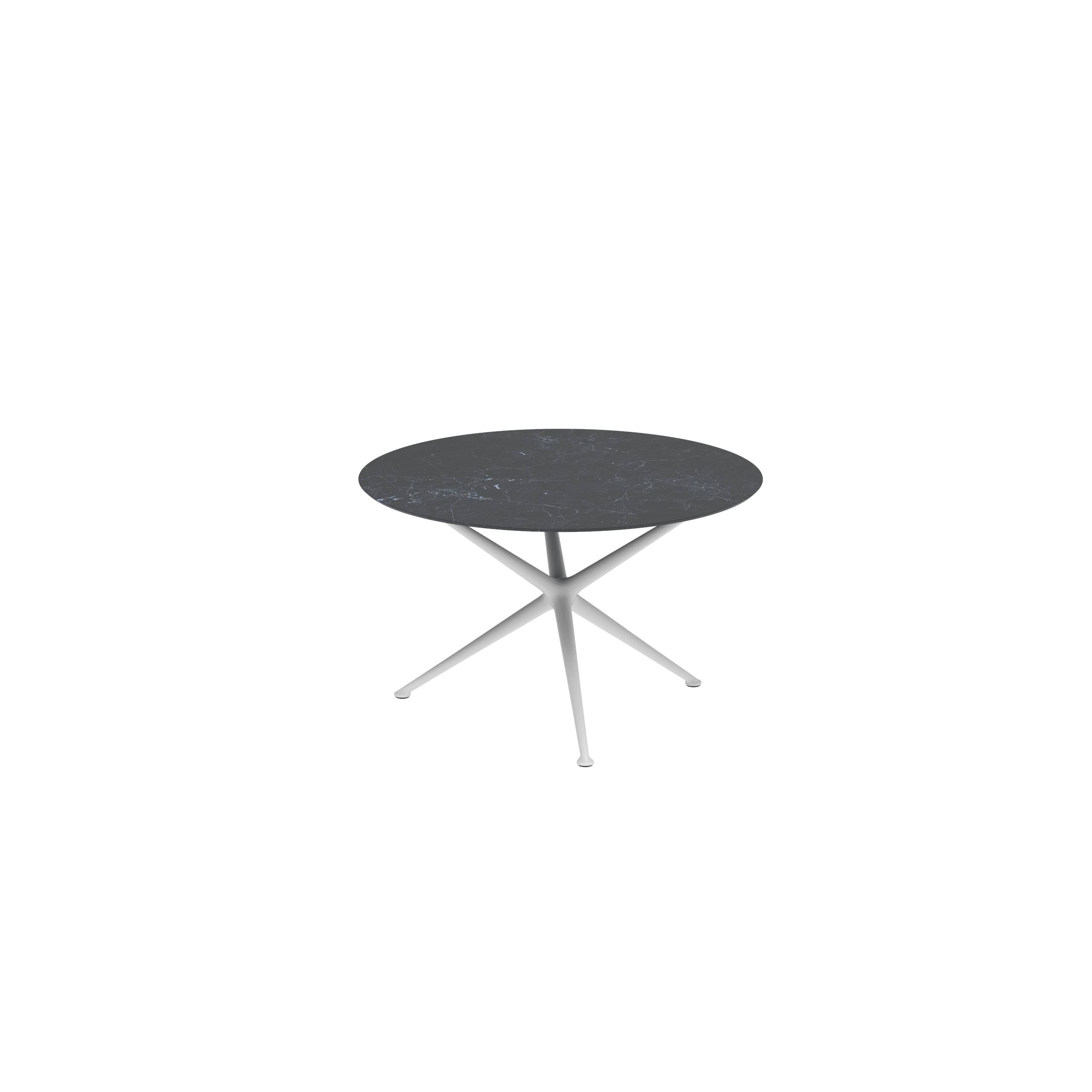 Exes Table Round Ø120 Cm Alu Legs White - Table Top Ceramic Nero Marquina