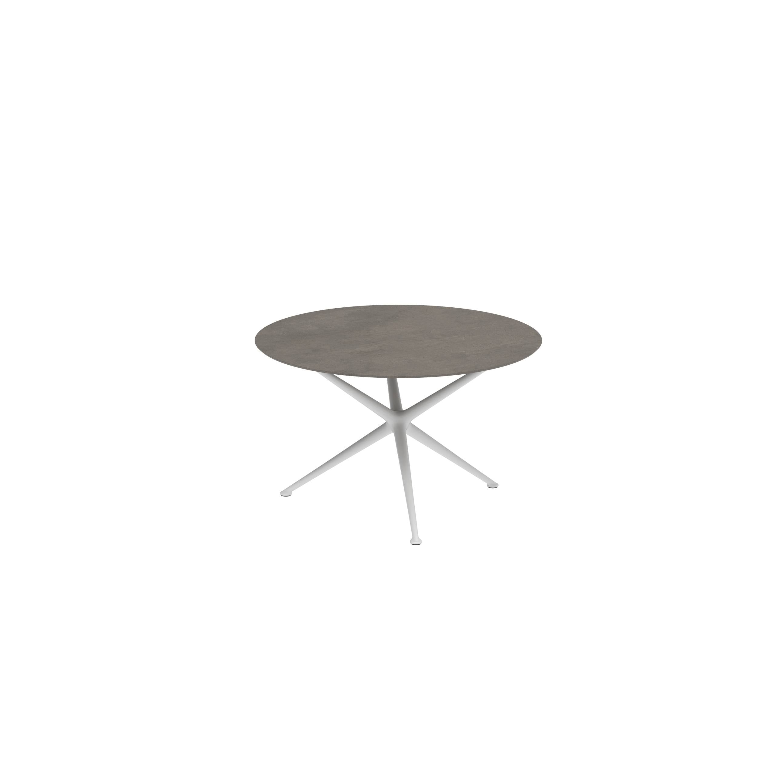 Exes Table Round Ø120 Cm Alu Legs White - Table Top Ceramic Terra Marrone