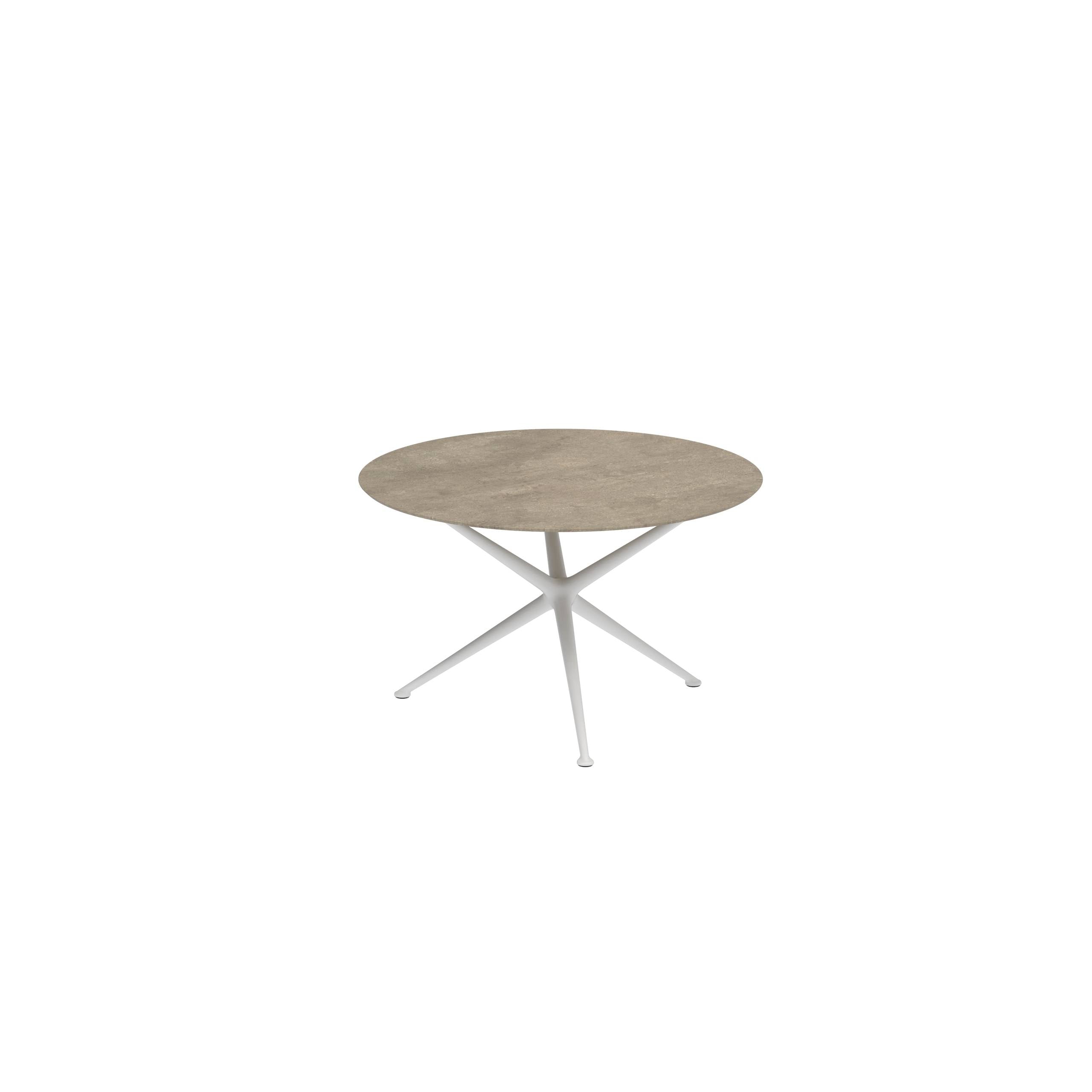 Exes Table Round Ø120 Cm Alu Legs White - Table Top Ceramic Terra Sabbia