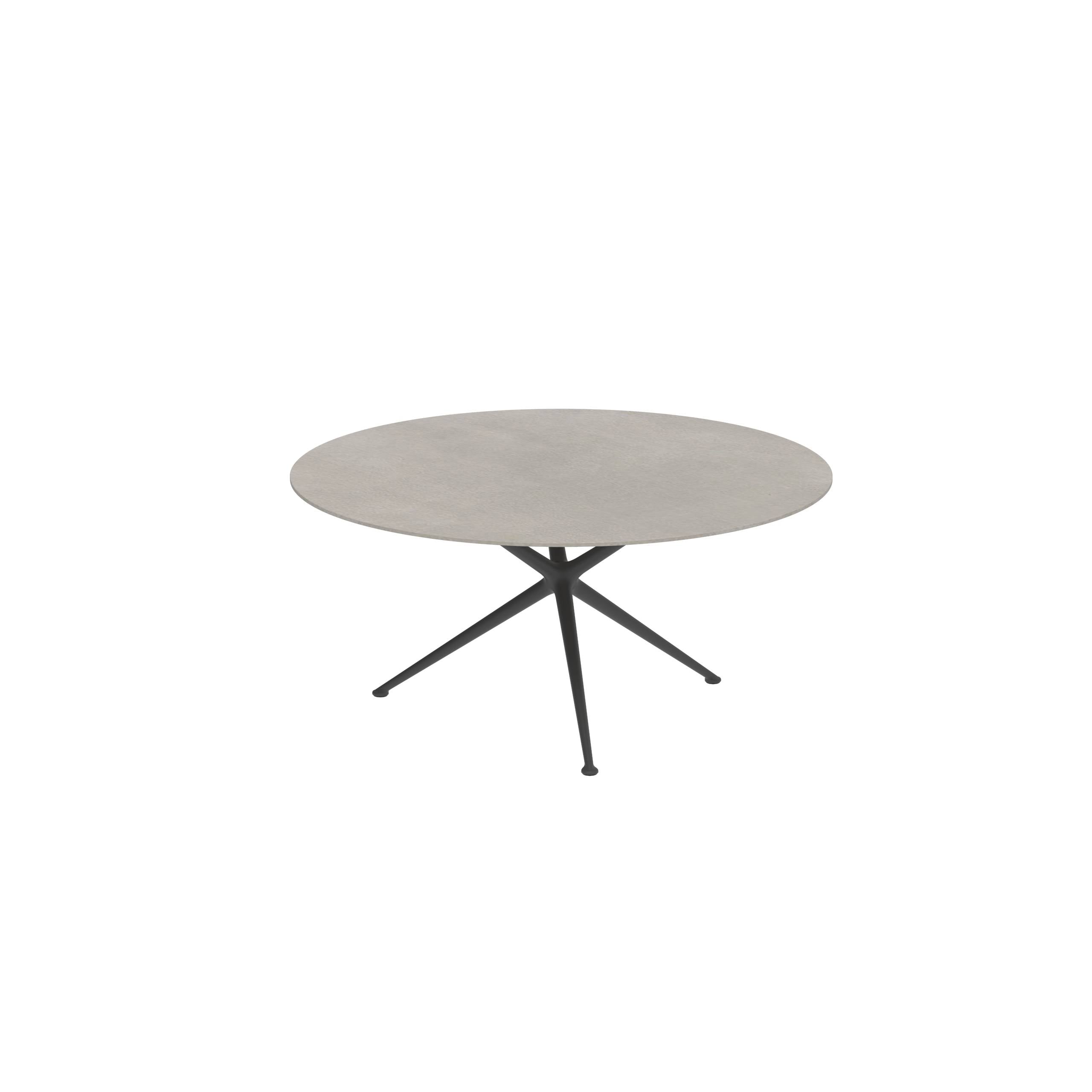 Exes Table Round Ø160 Cm Alu Legs Anthracite - Table Top Ceramic Cemento Luminoso