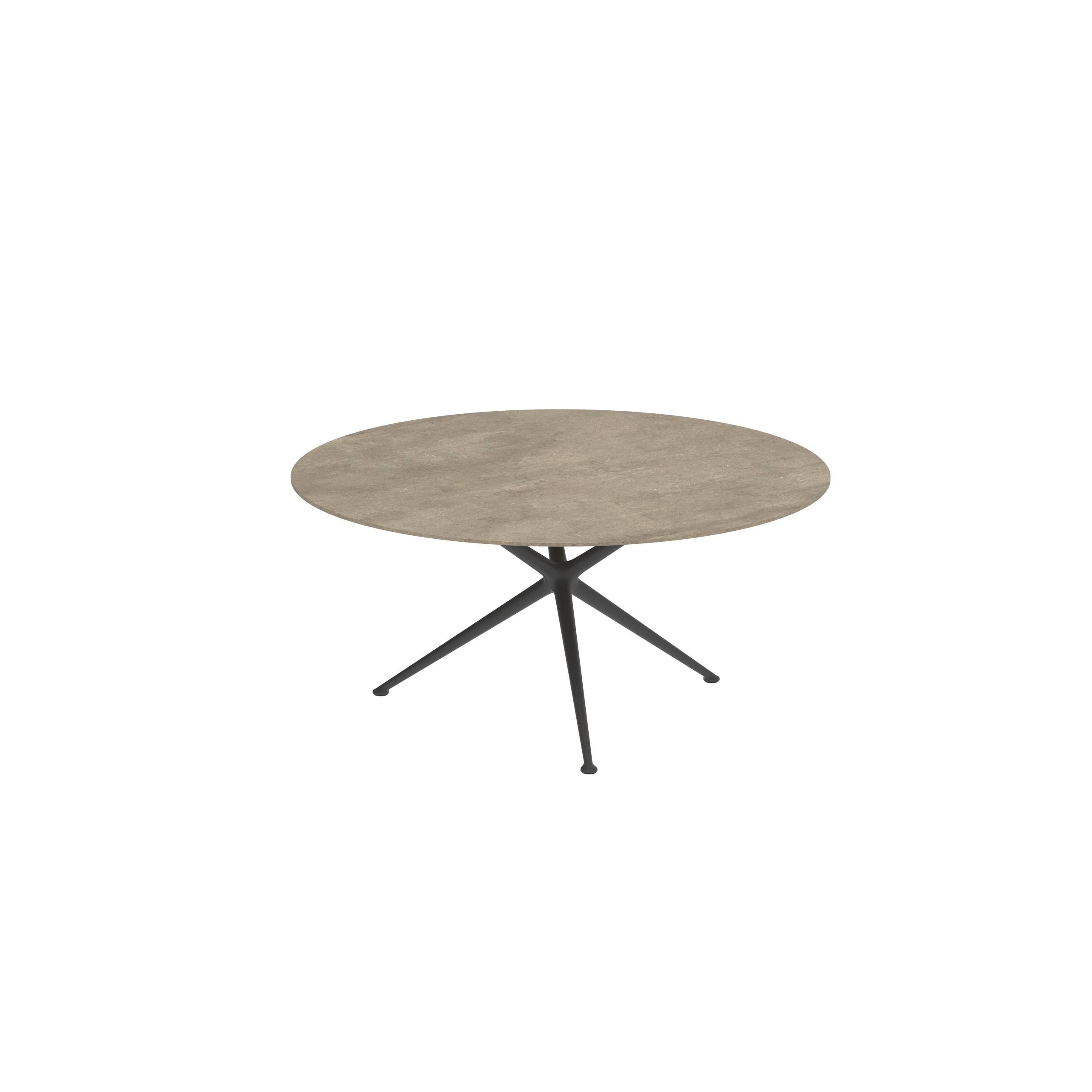 Exes Table Round Ø160 Cm Alu Legs Anthracite - Table Top Ceramic Terra Sabbia