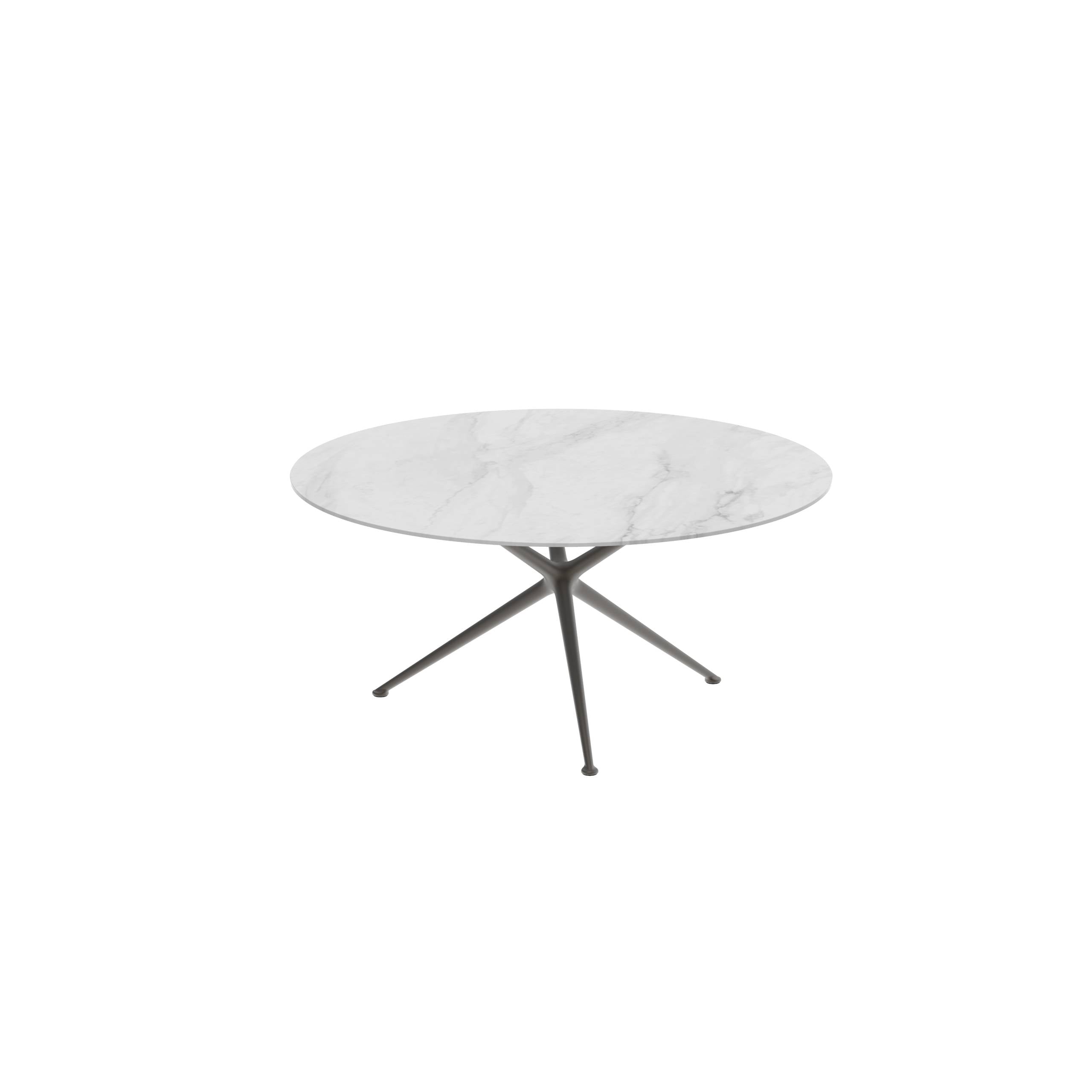 Exes Table Round Ø160 Cm Alu Legs Bronze - Table Top Ceramic Bianco Statuario