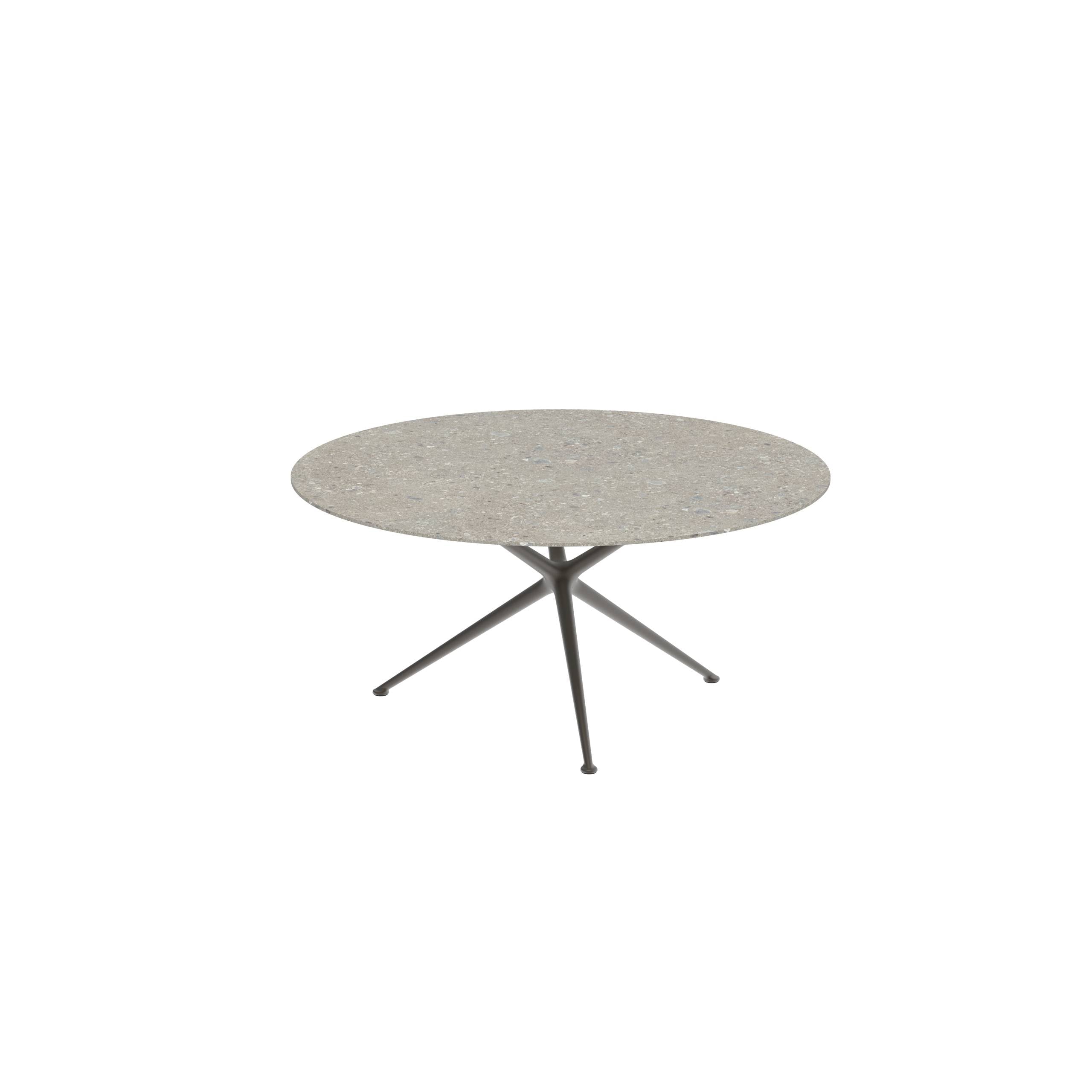 Exes Table Round Ø160 Cm Alu Legs Bronze - Table Top Ceramic Ceppo Dolomitica