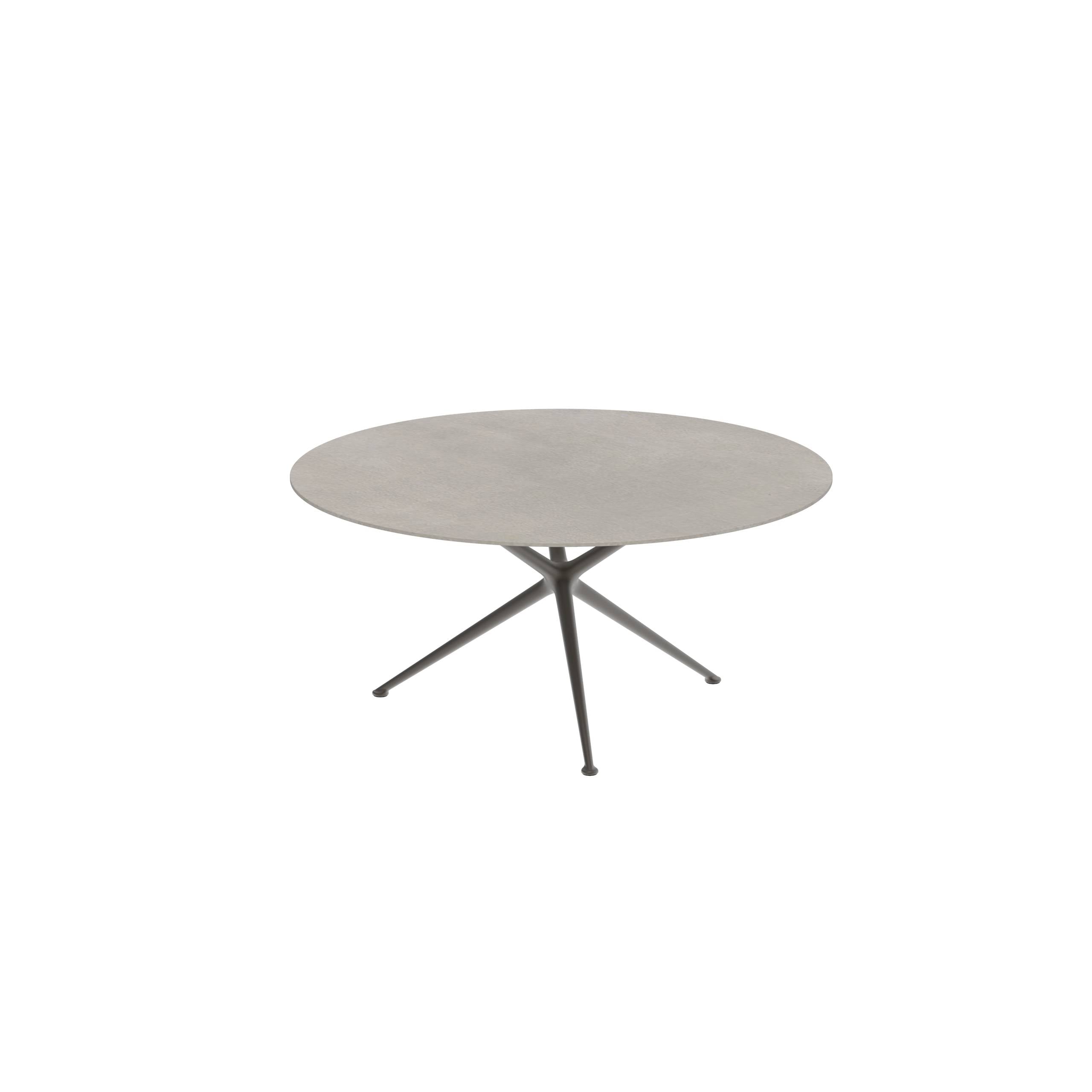 Exes Table Round Ø160 Cm Alu Legs Bronze - Table Top Ceramic Cemento Luminoso