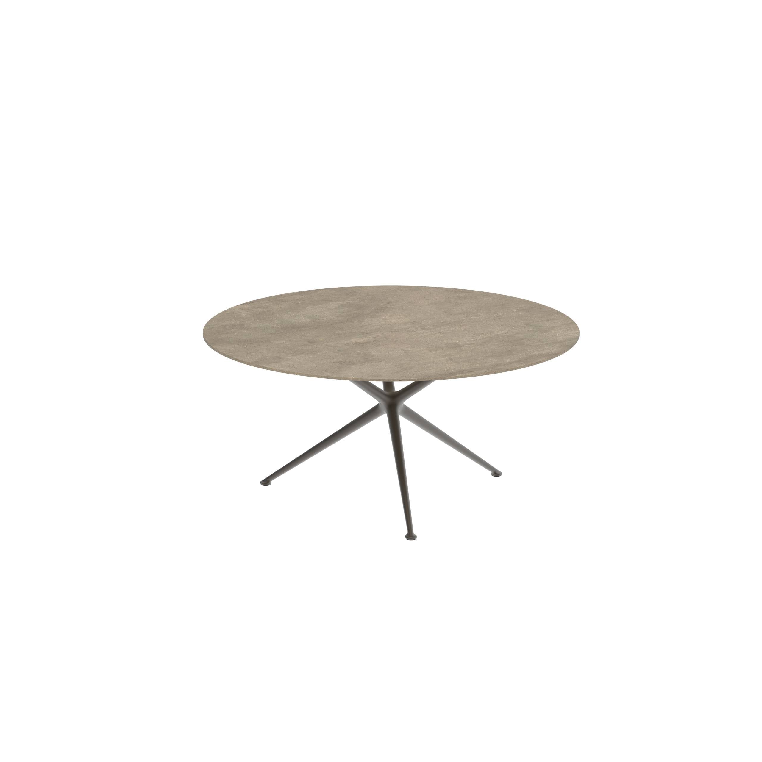 Exes Table Round Ø160 Cm Alu Legs Bronze - Table Top Ceramic Terra Sabbia