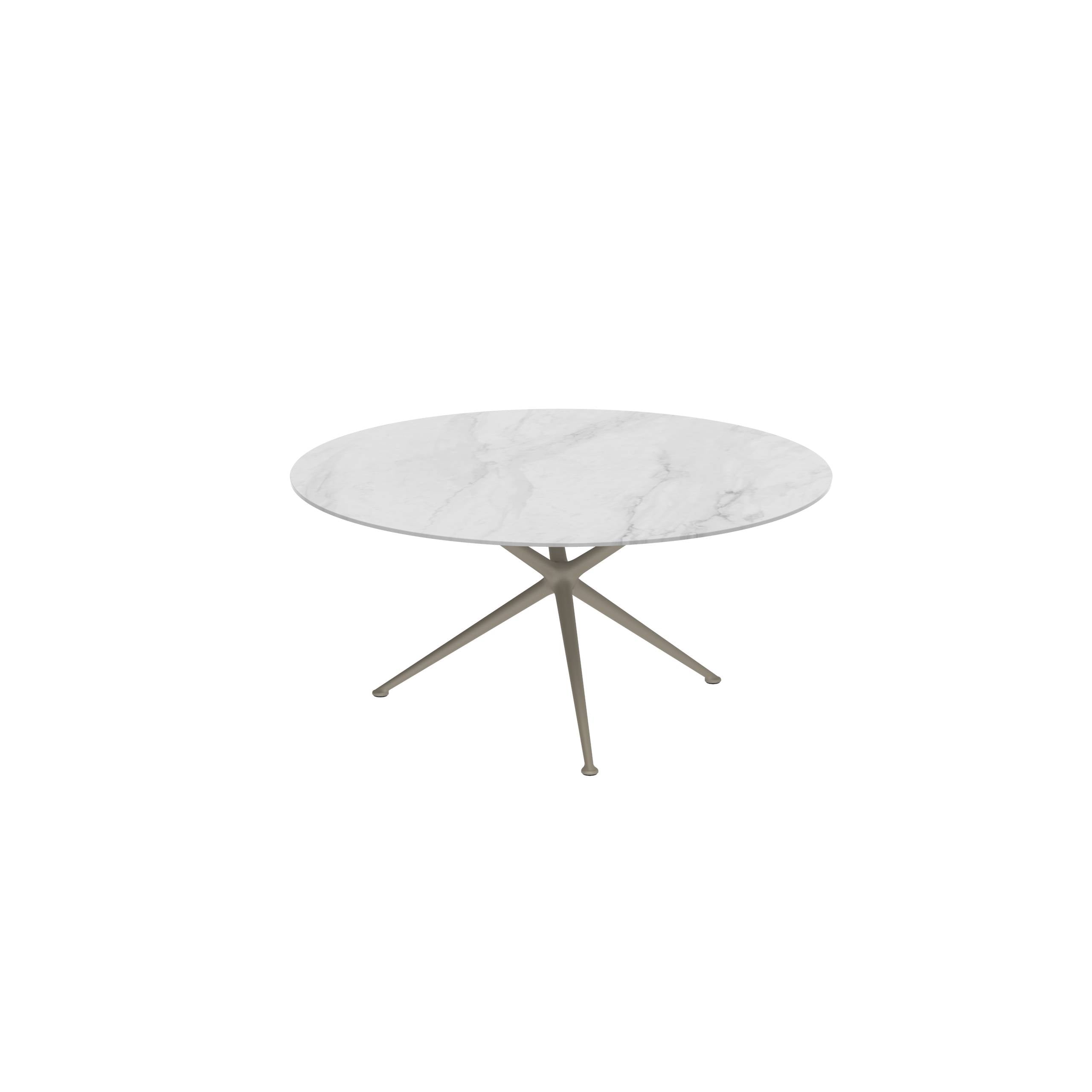 Exes Table Round Ø160 Cm Alu Legs Sand - Table Top Ceramic Bianco Statuario
