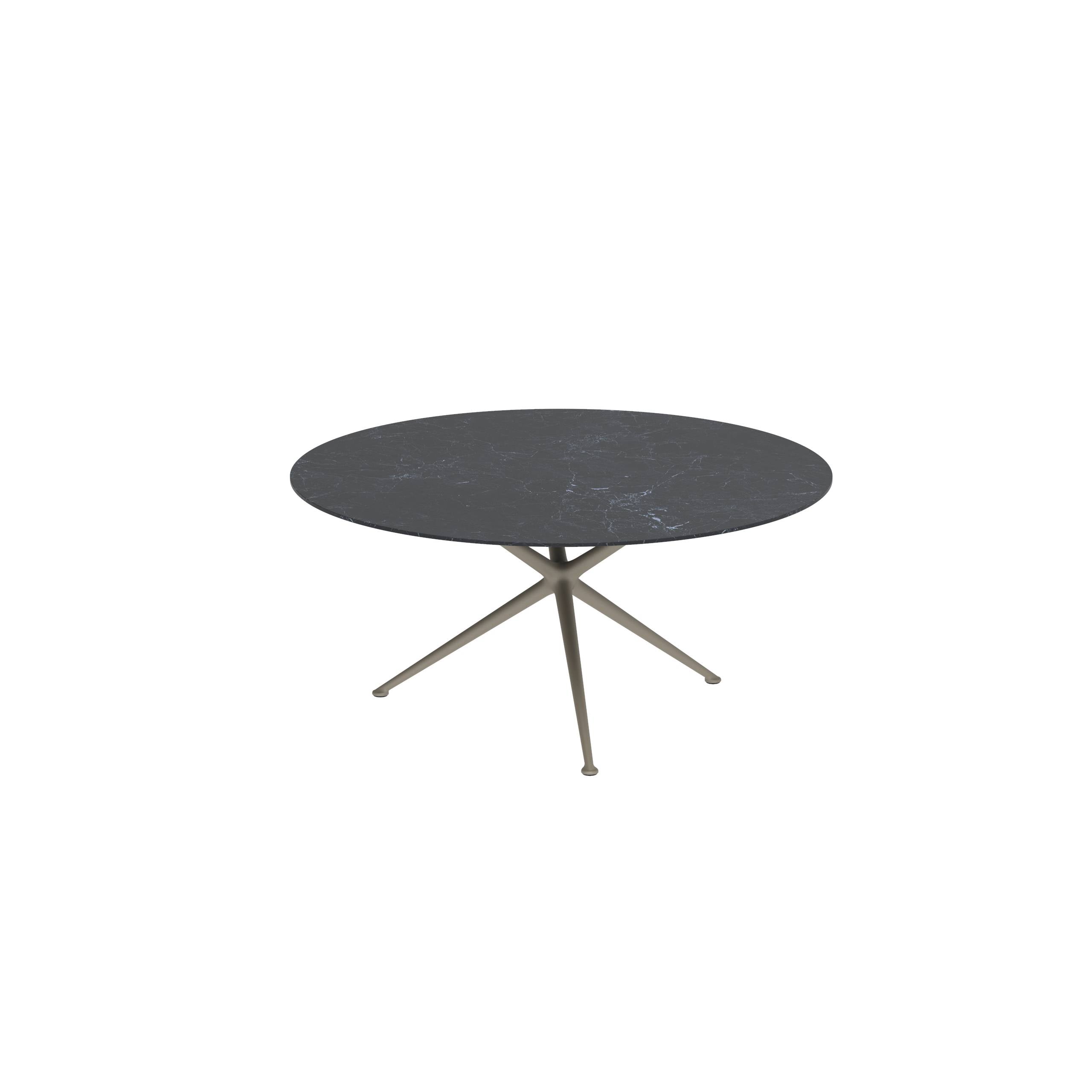 Exes Table Round Ø160 Cm Alu Legs Sand - Table Top Ceramic Nero Marquina